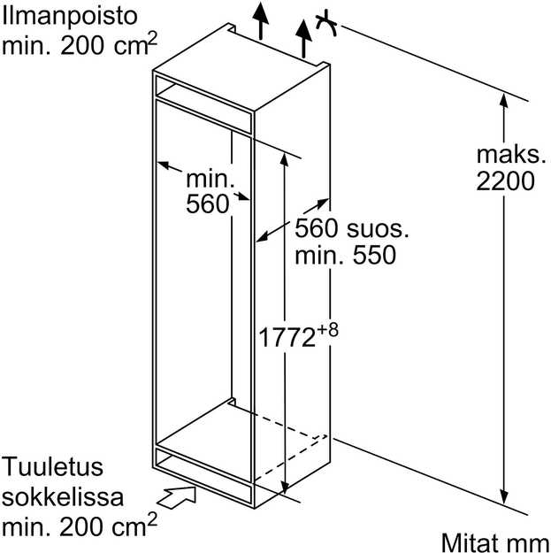 Šaldytuvas Siemens Siemens iQ300 KI86NVSE0, 260 L, No Frost (fridge), SN-ST, 4kg/24h, E, Fresh zone compartment