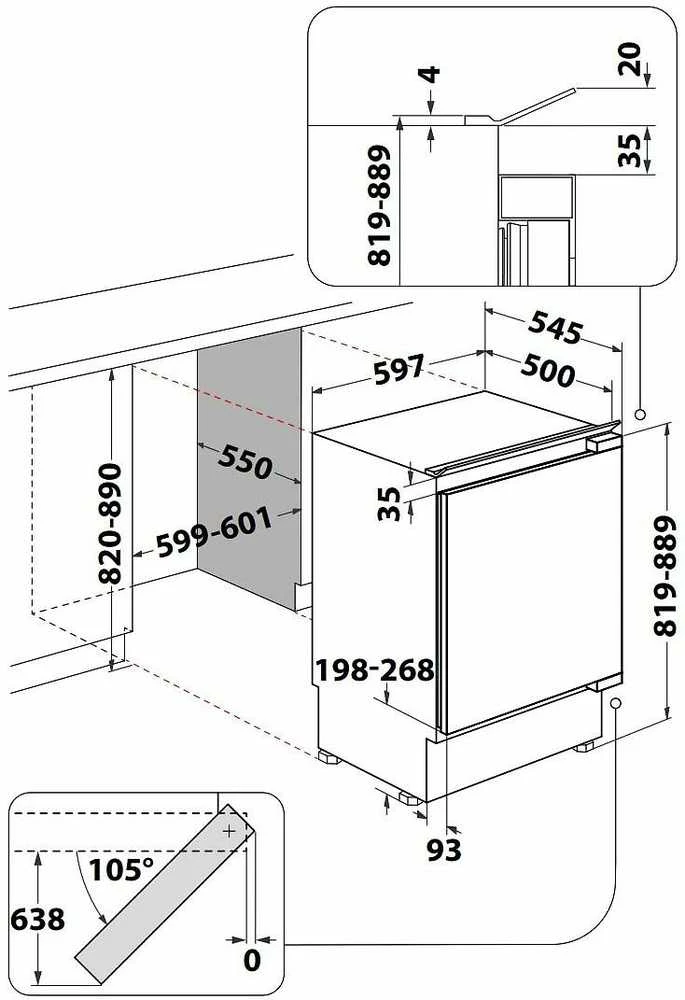 Įmontuojamas šaldytuvas Whirlpool WBUL021