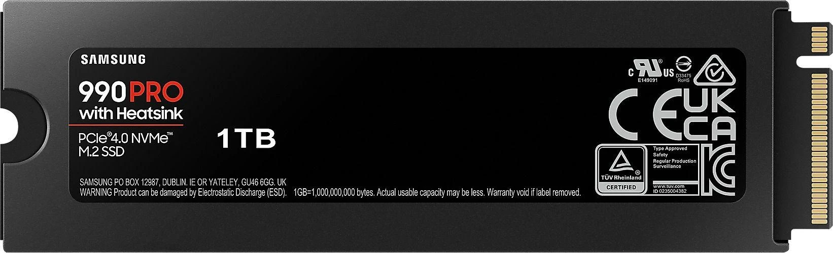Vidinė atmintis Samsung 990 PRO with Heatsink PCIe 4.0 NVMe M.2, 1 TB, MZ-V9P1T0GW