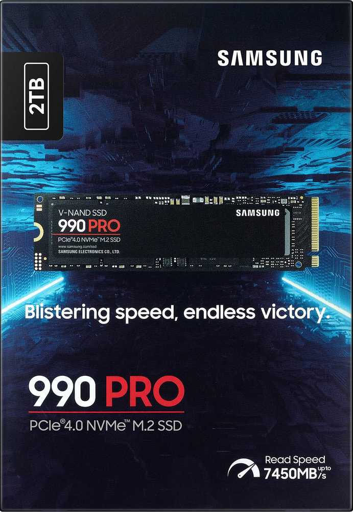 Kietasis diskas Samsung 990 PRO 2000 GB, SSD form factor M.2 2280, SSD sąsaja PCIe Gen4x4, Rašymo greitis 6900 MB/s, Skaitymo greitis 7450 MB/s