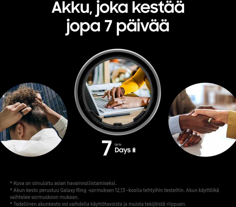 Išmanusis žiedas Samsung Galaxy Ring, juodos spalvos, 10 dydžio