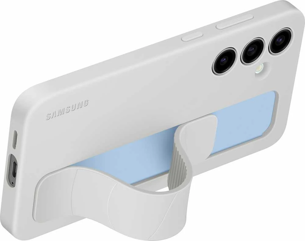 Dėklas Samsung Galaxy S24 FE stovinčio rankenos dangtelis pilkas