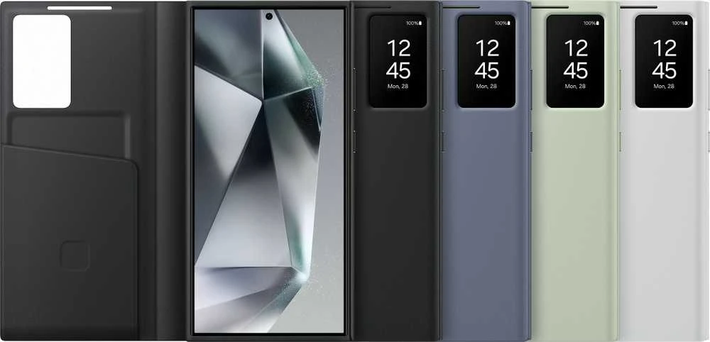 „Samsung Galaxy S24 Ultra Smart View“ piniginės dėklas Baltas