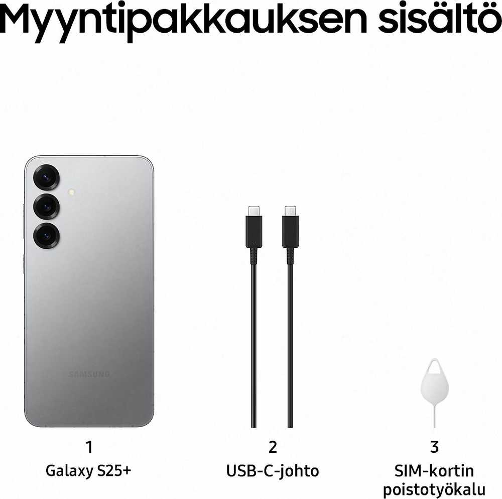 Samsung Galaxy S25+ 17 cm (6.7) Dviguba SIM jungtis Android 15 5G C tipo USB 12 GB 256 GB 4900 mAh Pilka