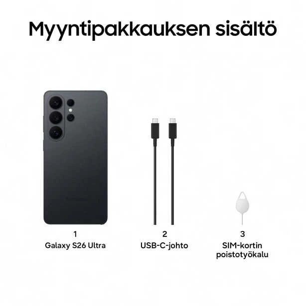 Samsung Galaxy S26 Ultra 5G puhelin, 512/12 Gt, musta
