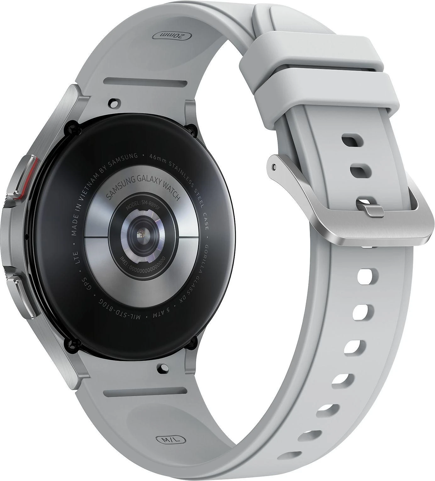 Išmanusis laikrodis Samsung Galaxy Watch 4 Classic LTE (46 mm), Sidabrinės spalvos korpusas su pilkos spalvos dirželiu