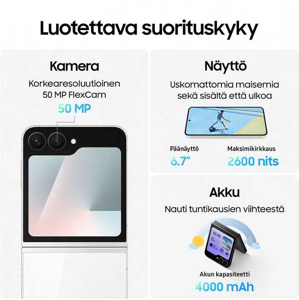Samsung Išmanusis telefonas amsung Galaxy Z Flip7 FE F761B 5G Dual Sim 8GB RAM 128GB - Juodas
