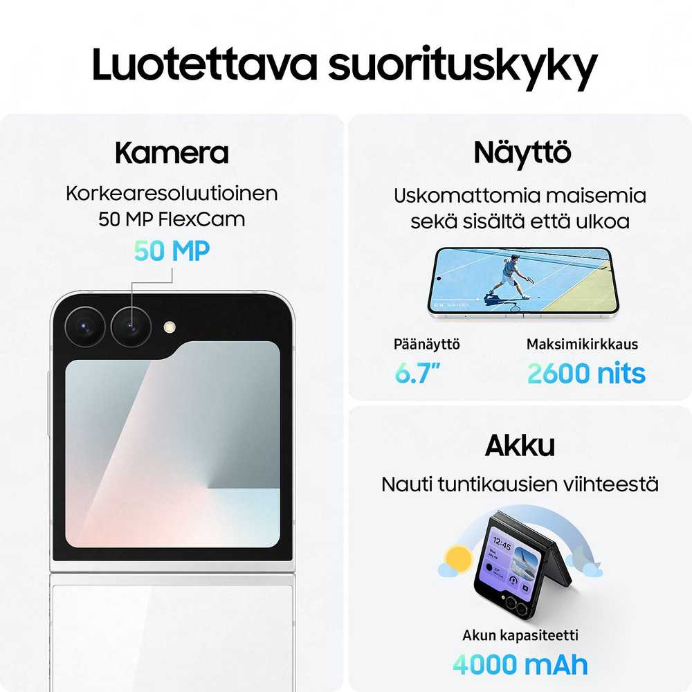 Samsung Išmanusis telefonas amsung Galaxy Z Flip7 FE F761B 5G Dual Sim 8GB RAM 128GB - Juodas