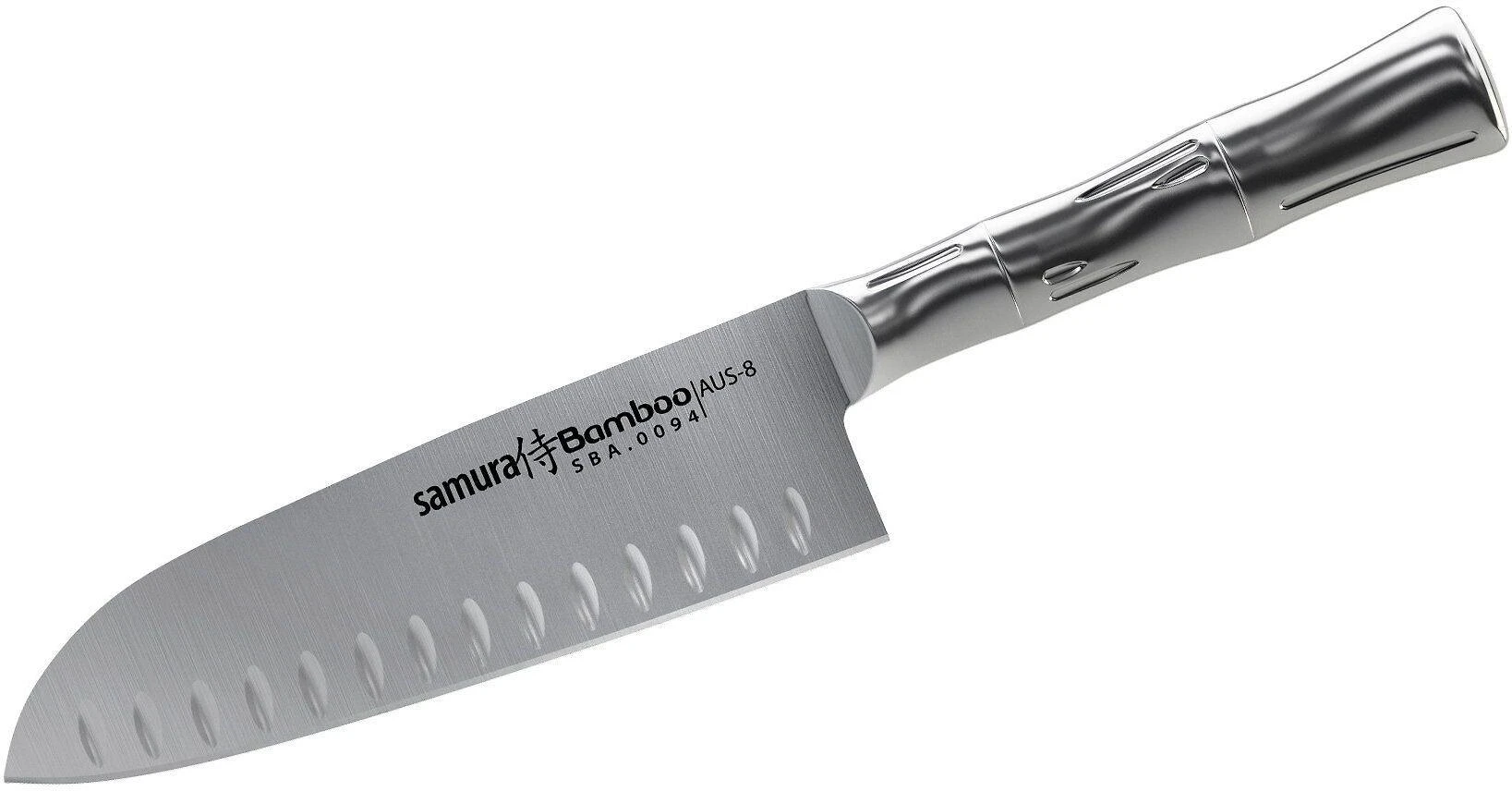 Samura BAMBOO Santoku tuščiaviduris šlifavimas 6,3"/160 mm iš AUS 8 japoniško plieno 59 HRC
