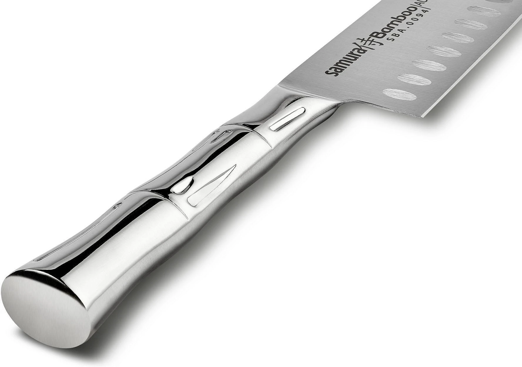 Samura BAMBOO Santoku tuščiaviduris šlifavimas 6,3"/160 mm iš AUS 8 japoniško plieno 59 HRC