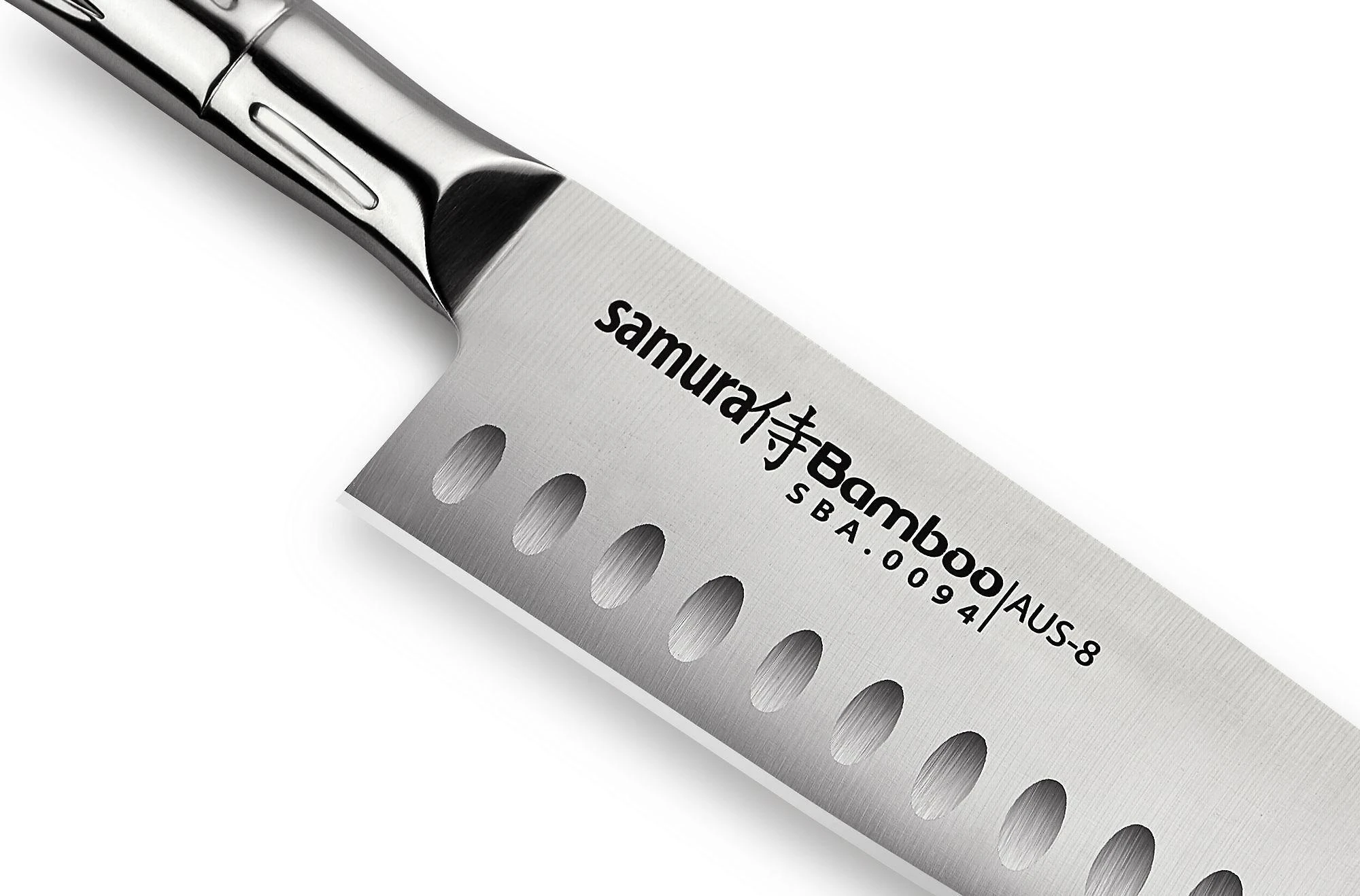 Samura BAMBOO Santoku tuščiaviduris šlifavimas 6,3"/160 mm iš AUS 8 japoniško plieno 59 HRC