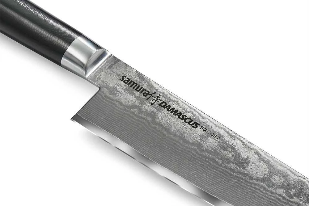 Samura DAMASCUS universalus virtuvės šefo peilis 240 mm iš AUS 10 Damasko plieno 61 HRC (67 sluoksniai)