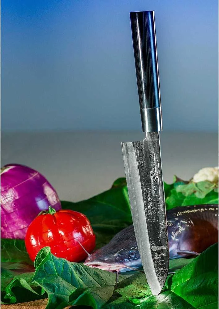 Samura SUPER 5 Universalus virtuvinis peilis Santoku 7,2"/182 mm iš AUS 10 Damasko plieno 60 HRC (5 sluoksniai)