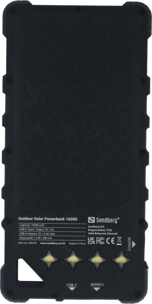 Nešiojamas įkroviklis Sandberg Outdoor Solar Powerbank 16000