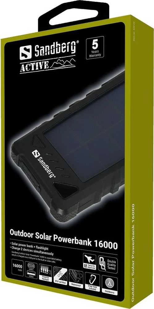 Nešiojamas įkroviklis Sandberg Outdoor Solar Powerbank 16000