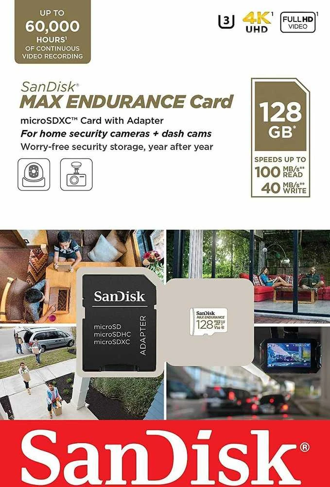 Atminties kortelė SanDisk Max Endurance microSDXC 128GB Class 10 U3 + Adapteris