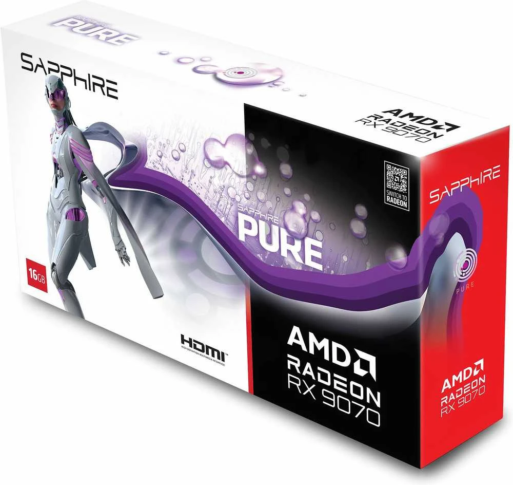 Vaizdo plokštė Sapphire PURE Radeon RX 9070 AMD 16 GB GDDR6