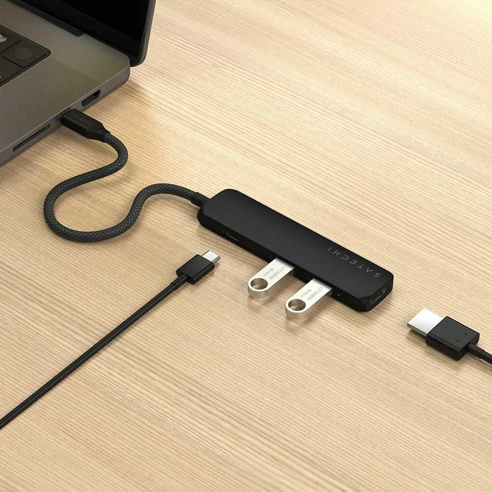 SATECHI 4-in-1 USB-C Slim Multiport Adapteris 4K (Juodas)
