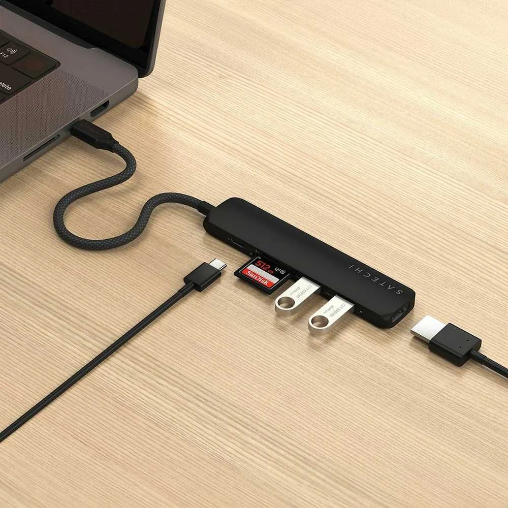 SATECHI 6-in-1 USB-C Slim Multiport Adapteris (Juodas)