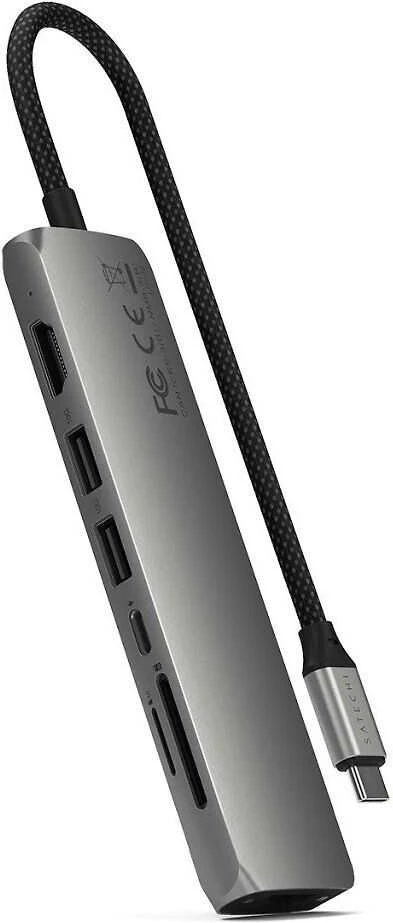 SATECHI 7-in-1 USB-C Slim Multiport Adapteris with Ethernet (Kosminė pilka)
