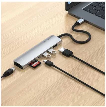 SATECHI 7-in-1 USB-C plonas kelių prievadų adapteris su eternetu (Sidabrinis)