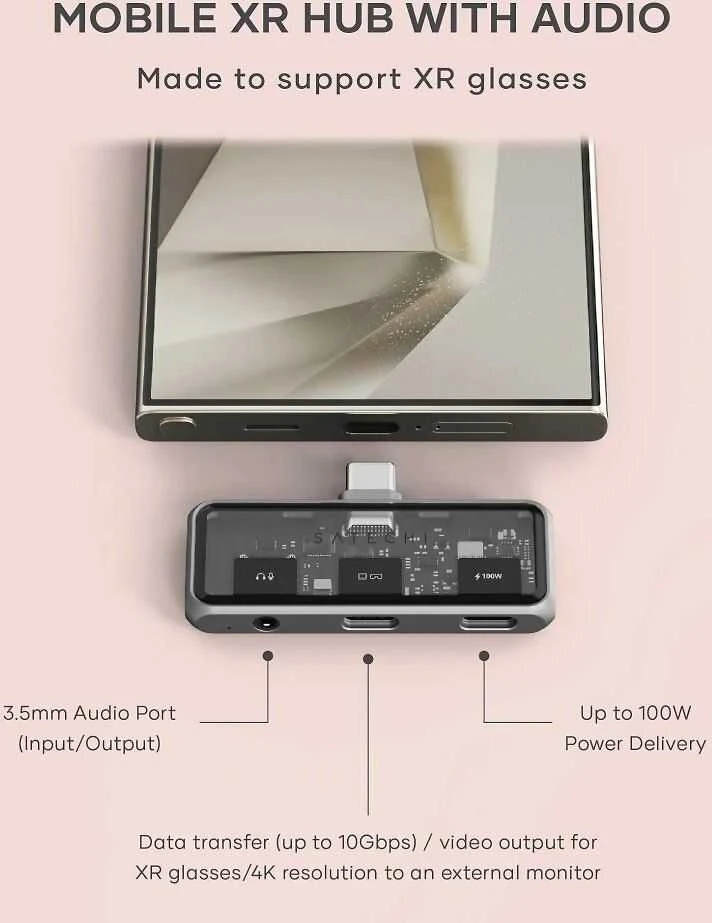 Adapteris ŠAKOTĖ 3in1 USB C Satechi Mobile XR ST-HXRAJM erškėčiai pilka