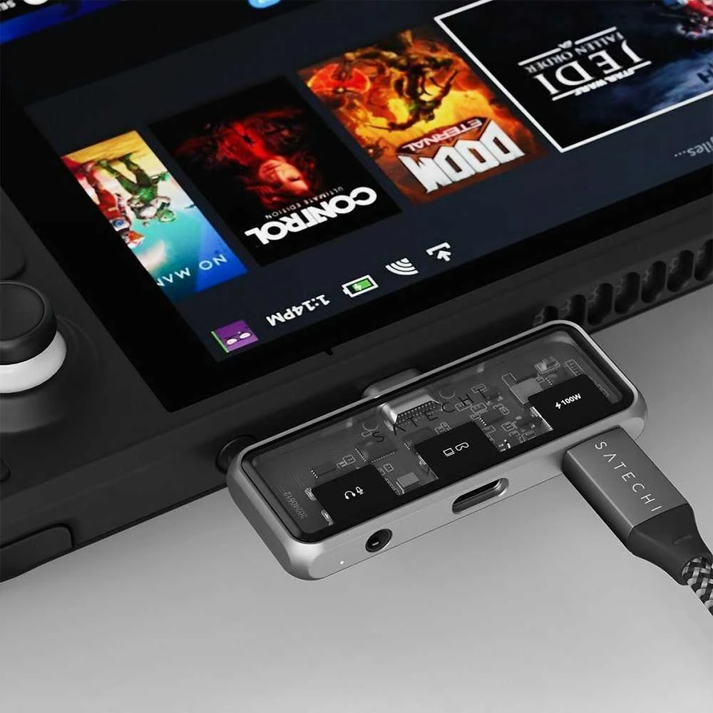 Adapteris ŠAKOTĖ 3in1 USB C Satechi Mobile XR ST-HXRAJM erškėčiai pilka