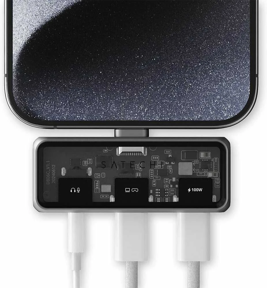 Adapteris ŠAKOTĖ 3in1 USB C Satechi Mobile XR ST-HXRAJM erškėčiai pilka