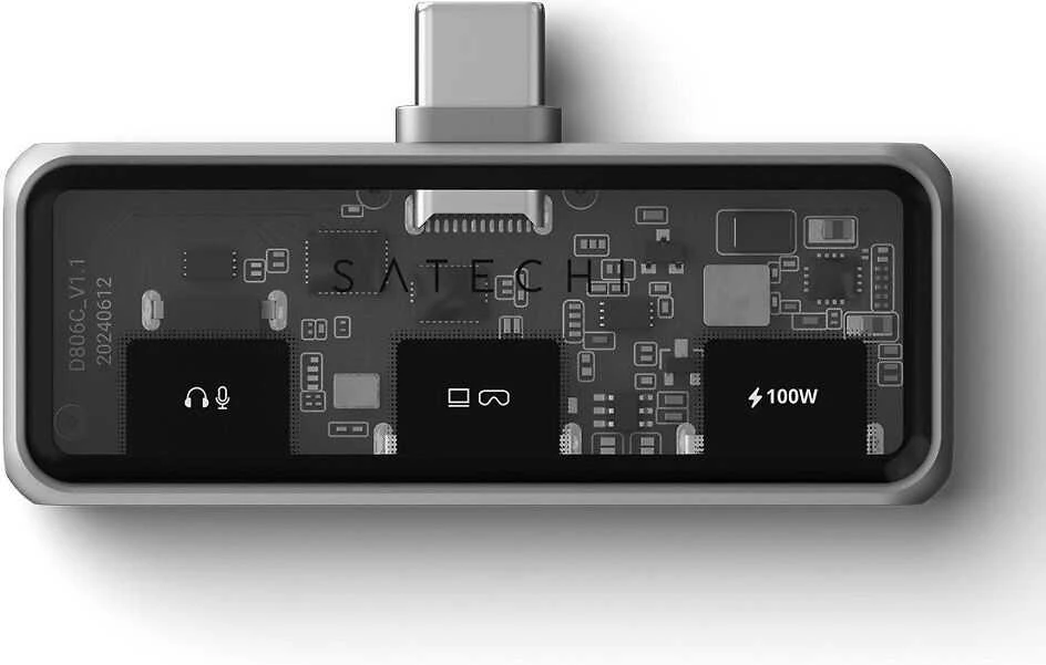 Satechi 3in1 USB-C adapteris su skaidraus korpuso elementais