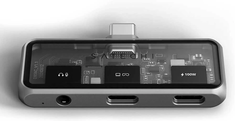 Adapteris ŠAKOTĖ 3in1 USB C Satechi Mobile XR ST-HXRAJM erškėčiai pilka
