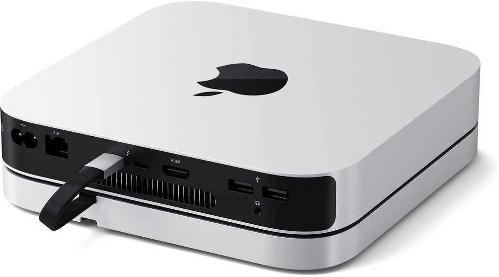SATECHI Mac Mini stovas ir stebulė su NVMe SSD korpusu - Sidabrinis