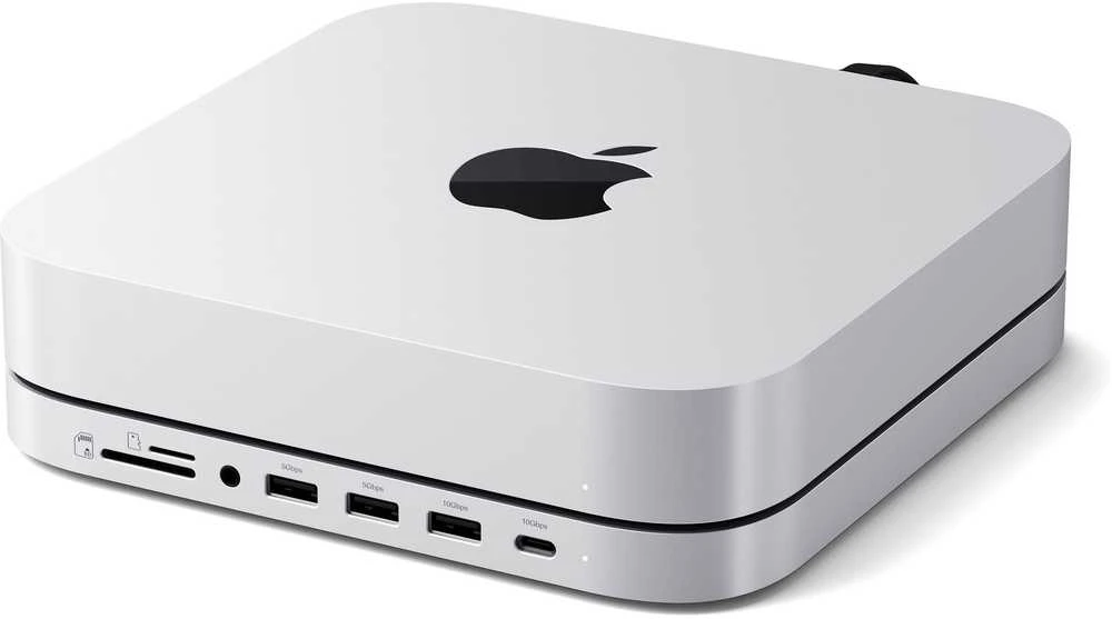 SATECHI Mac Mini stovas ir stebulė su NVMe SSD korpusu - Sidabrinis