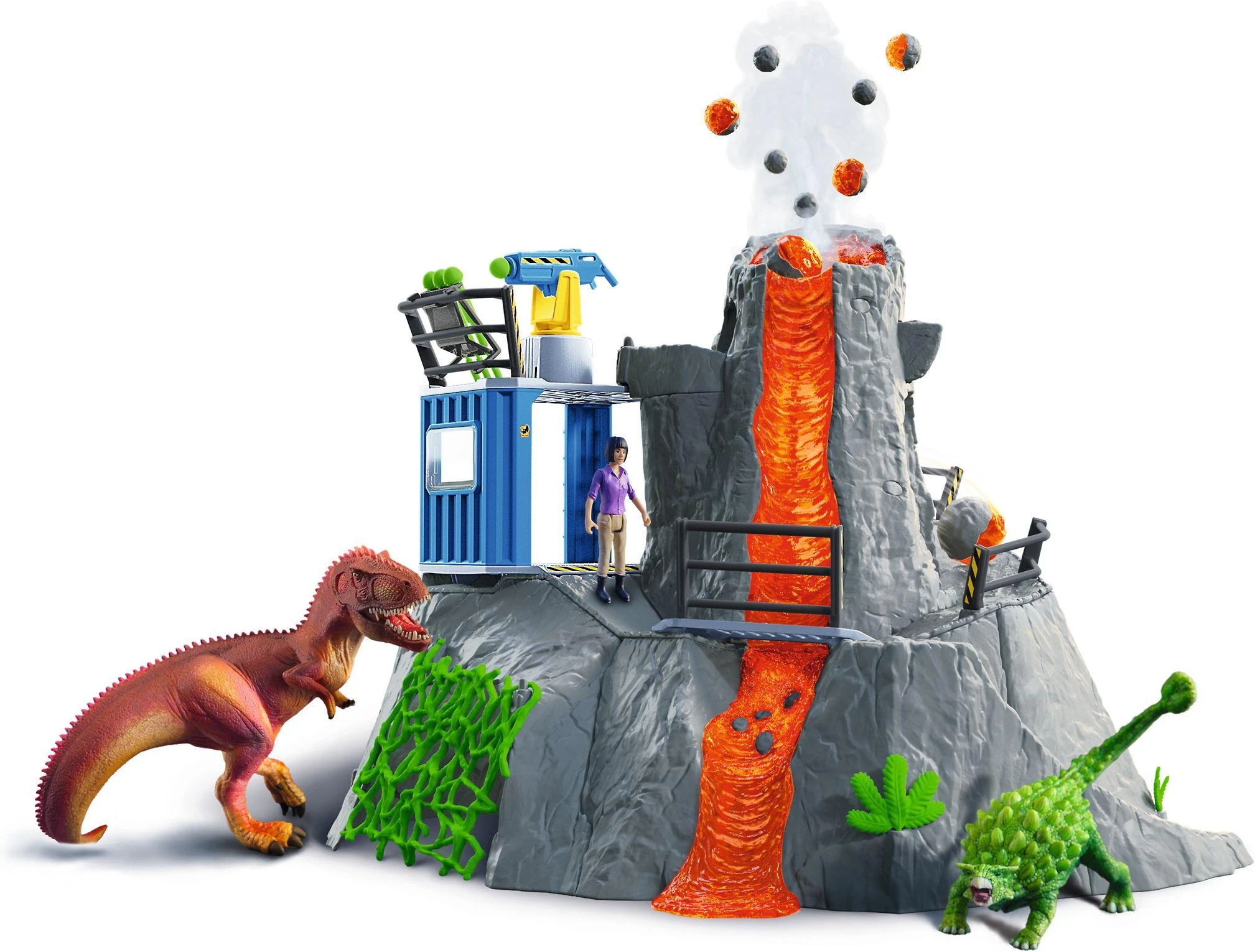 Žaislų rinkinys - Schleich Dinosaurus Didžioji ugnikalnio ekspedicija (dinozaurų figūrėlės, ugnikalnis)