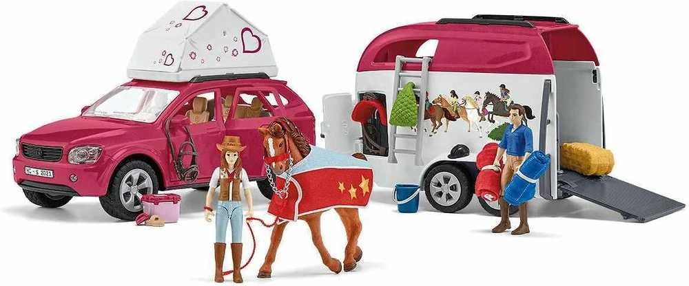 Schleich Horse Club 42535 - Seikkailu autolla ja hevostenkuljetusvaunulla