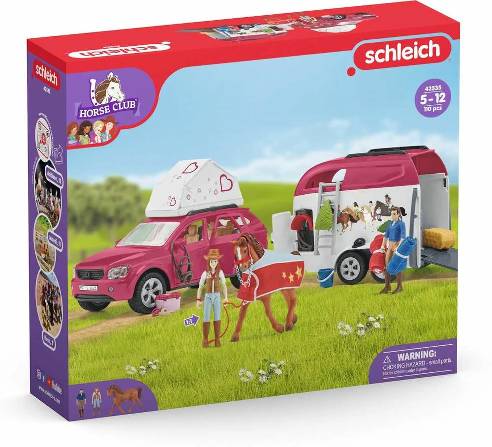 Schleich Horse Club 42535 - Seikkailu autolla ja hevostenkuljetusvaunulla