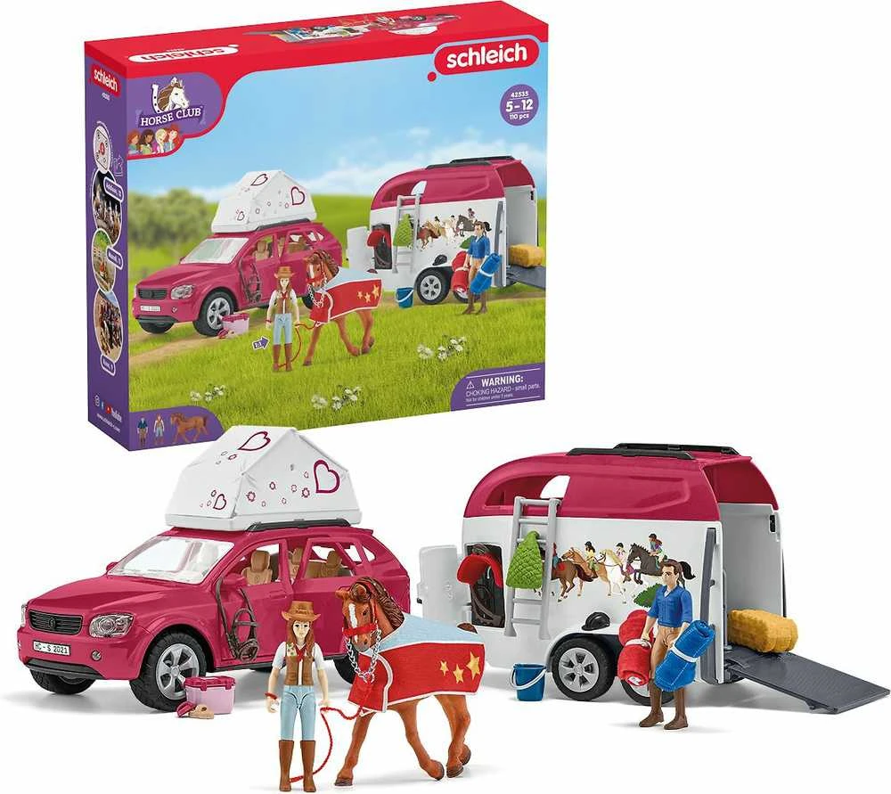 Schleich Horse Club 42535 - Seikkailu autolla ja hevostenkuljetusvaunulla