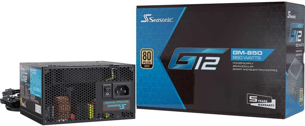 Seasonic G12 GM 80 PLUS Gold PSU, halbmodular – 850 Watt, juodos spalvos