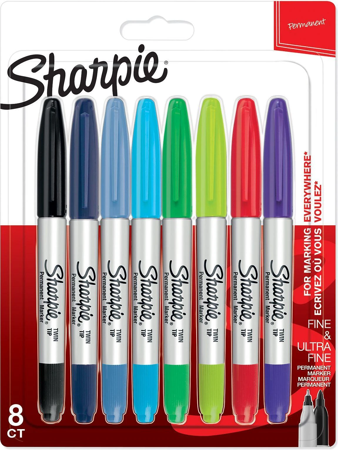 Markerių rink. „Sharpie" 8 vnt. TWIN TIP