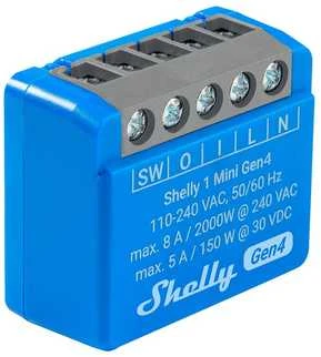 Shelly 1 Mini Gen4 1 kanalo relė 8A (WiFi, Bluetooth, Zigbee, Matter)