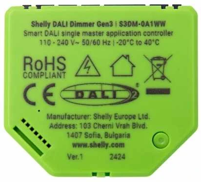 Shelly GEN3 DALI dimeris pagrindinis valdiklis (Wifi, Bluetooth)