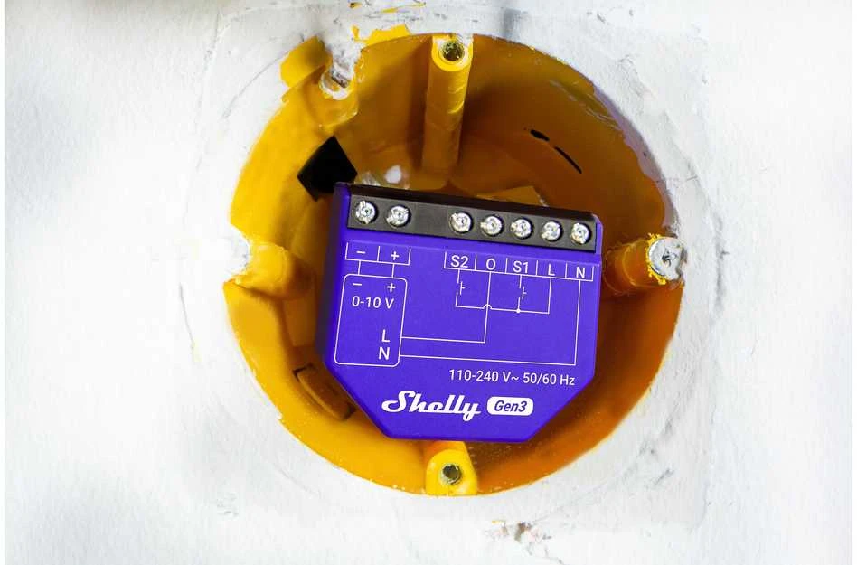 Shelly Gen3 Dimmer 0/1-10V PM šviesos intensyvuno valdiklis (Wifi, Bluetooth)