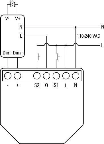 Shelly Gen3 Dimmer 0/1-10V PM šviesos intensyvuno valdiklis (Wifi, Bluetooth)