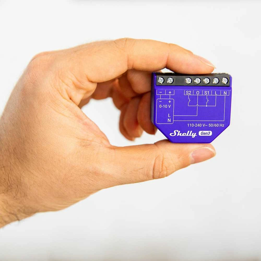 Shelly Gen3 Dimmer 0/1-10V PM šviesos intensyvuno valdiklis (Wifi, Bluetooth)