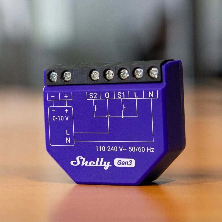 Shelly Gen3 Dimmer 0/1-10V PM šviesos intensyvuno valdiklis (Wifi, Bluetooth)