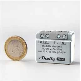 Shelly EM Mini Gen4 galios matuoklio modulis 16A (WiFi, Bluetooth, Zigbee, Matter)