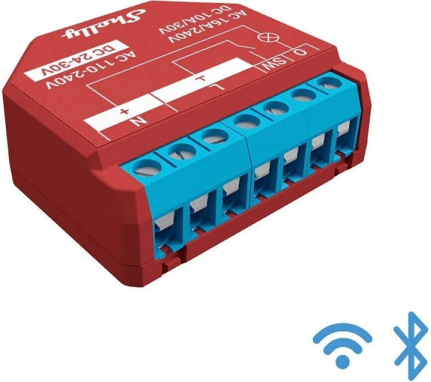 Shelly Plus 1PM WiFi valdomas relės jungiklis, 1 kanalas 16A, su galios matavimu (Bluetooth)