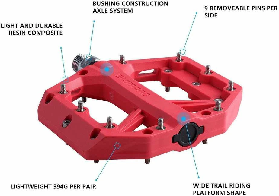 Shimano PD-GR400 Flat Pedal polkimet, punainen