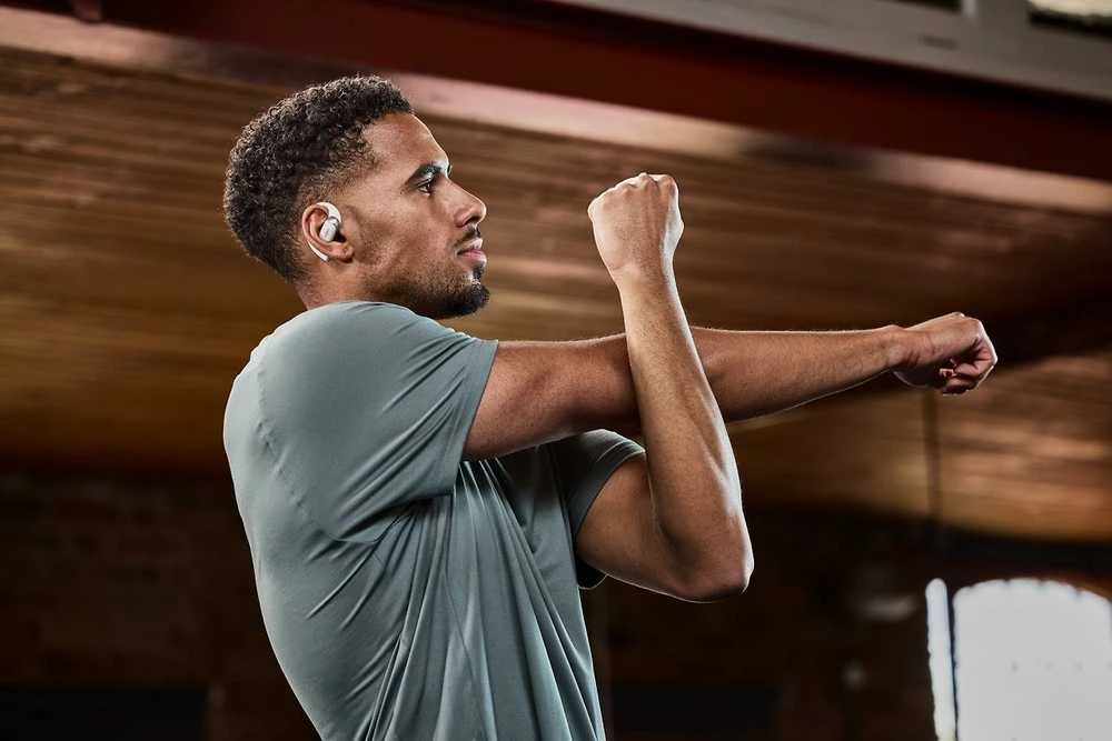 Shokz OpenFit 2+ ausinės su kaulų laidumo technologija ir „Dolby Audio“, juodos