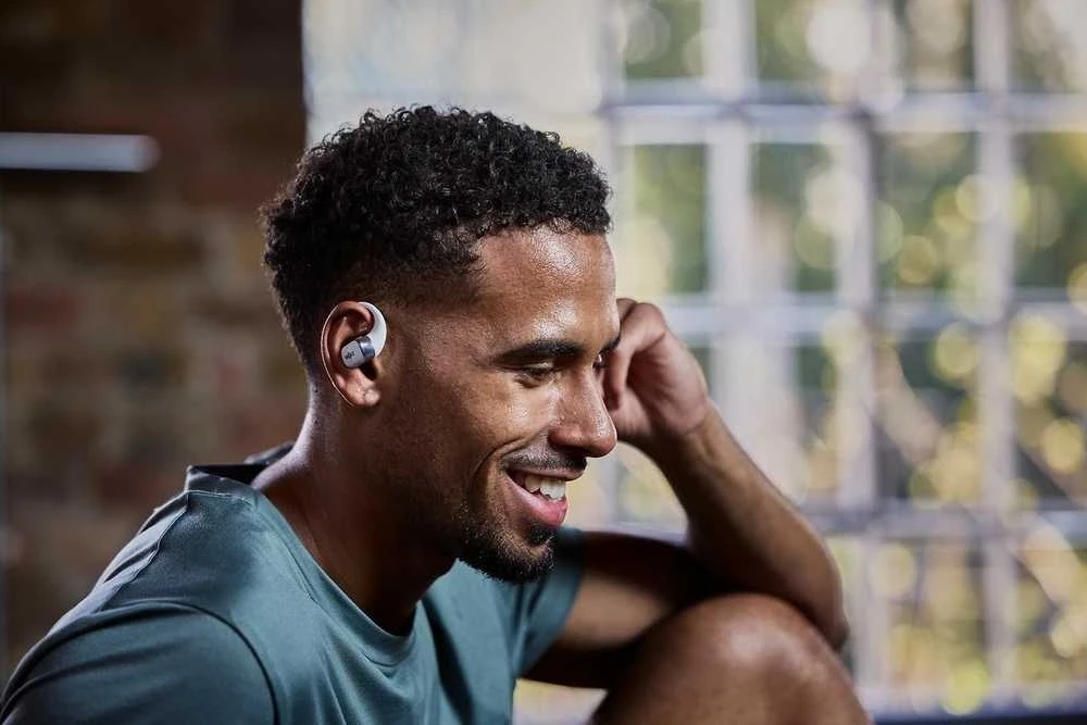 Shokz OpenFit 2+ ausinės su kaulų laidumo technologija ir „Dolby Audio“, pilkos