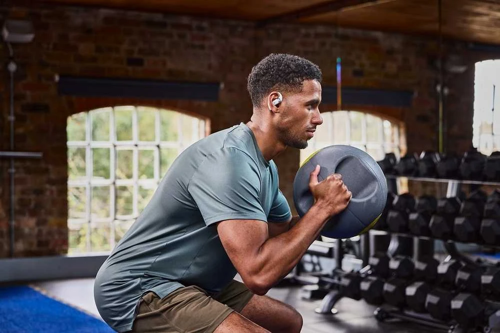Shokz OpenFit 2+ ausinės su kaulų laidumo technologija ir „Dolby Audio“, pilkos